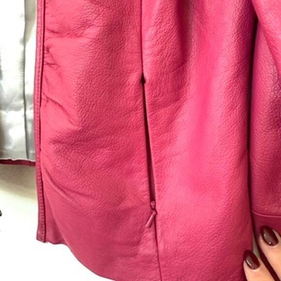 Wilsons Leather Maxima Genuine Leather Jacket Berry Red Moto Style M - Picture 7 of 8